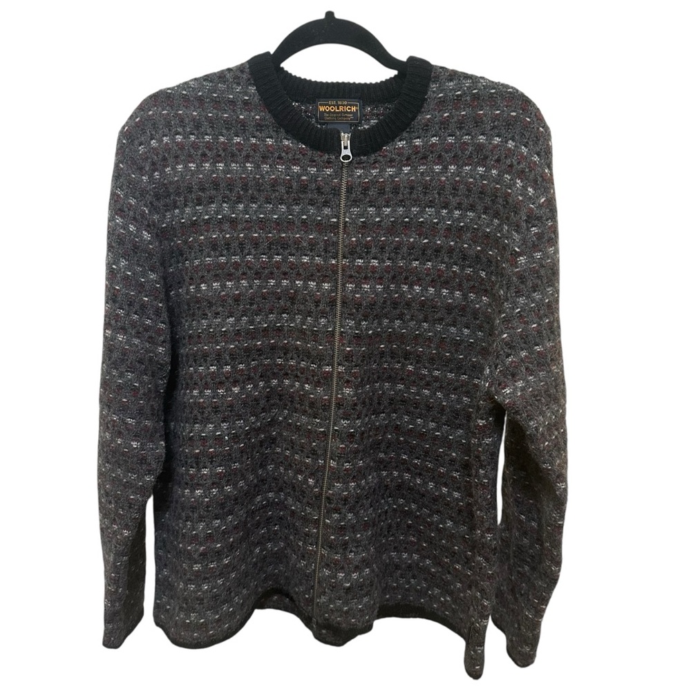 Woolrich 100% Wool Zip Cardigan Sweater Womens XL‎ Fair Isle Vintage Cabincore